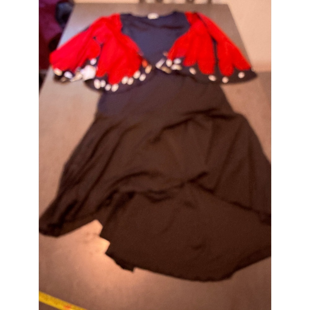 Pretty Girl Butterfly Wing Dress Black Red High Low Cape Sleeve Costume Large